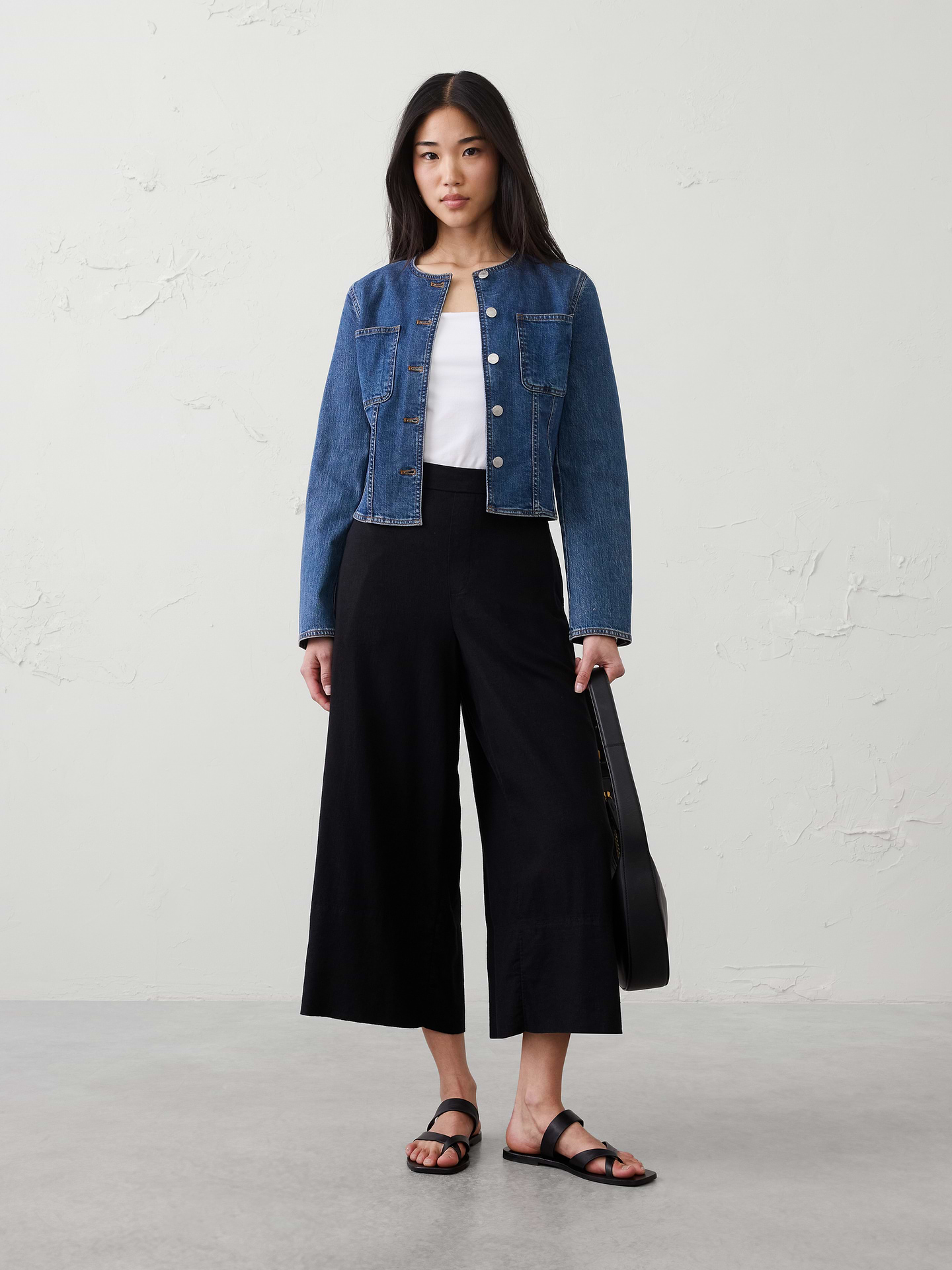 Image number 1 showing, Anyday Wide-Leg High-Rise Linen-Blend Cropped Pant