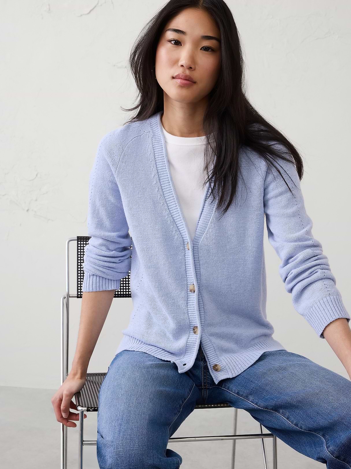 Ramie-Cotton V-Neck Cardigan Sweater | Banana Republic Factory