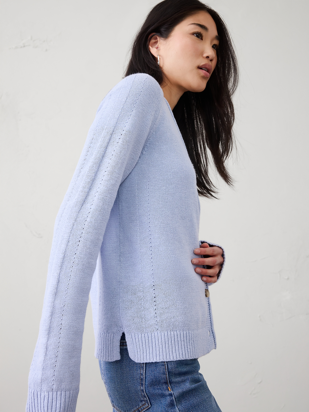 Ramie-Cotton V-Neck Cardigan Sweater | Banana Republic Factory