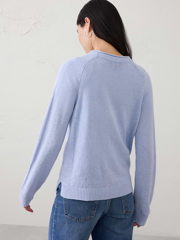 Ramie-Cotton V-Neck Cardigan Sweater