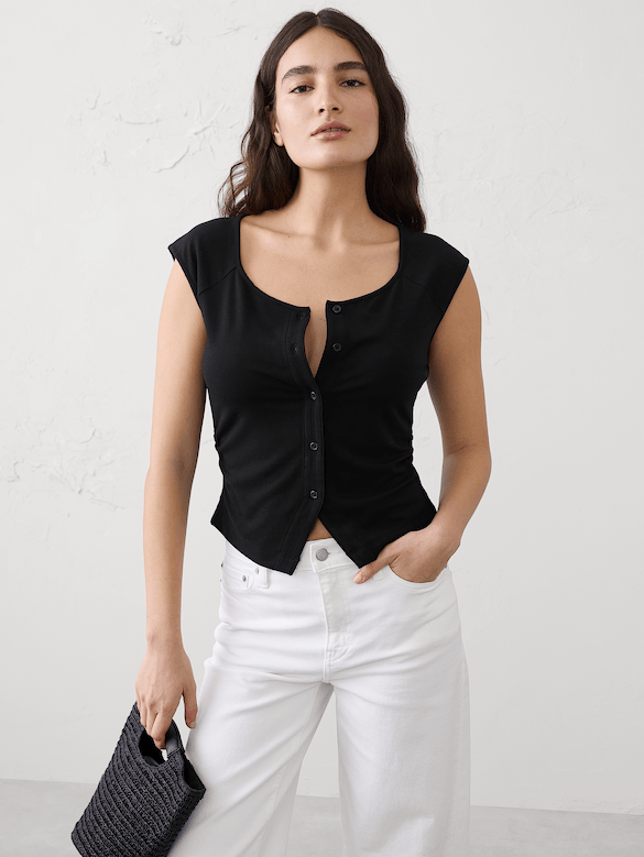 Soft Knit Buttoned Top