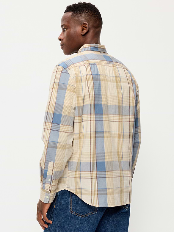 Chemise passe-partout coupe classique en popeline à carreaux