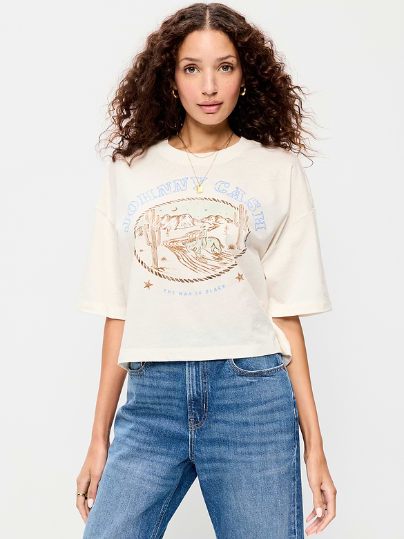 T-shirt court surdimensionné ras du cou Johnny Cash™