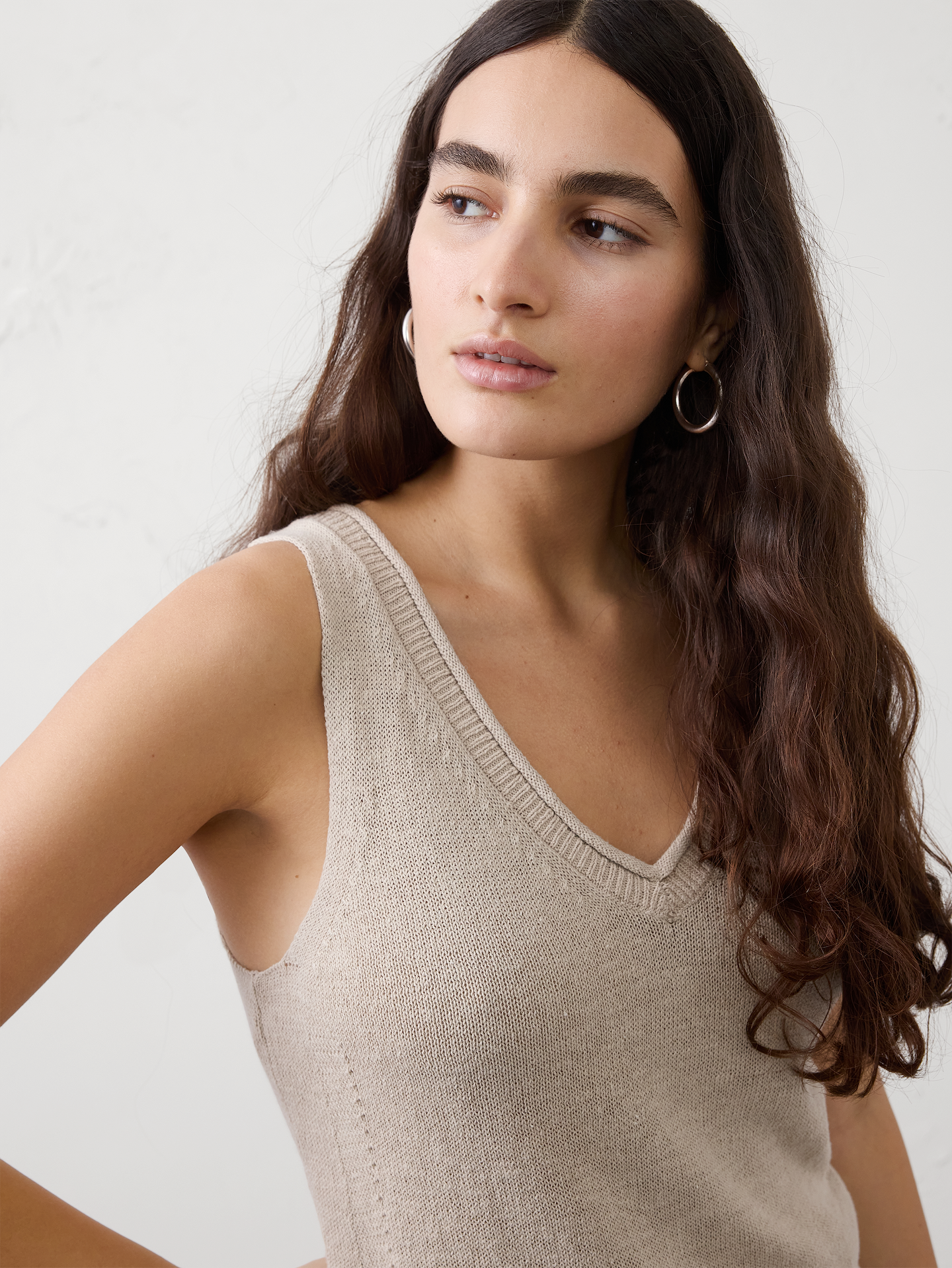 Image number 3 showing, Ramie-Cotton Pointelle Sweater Tank