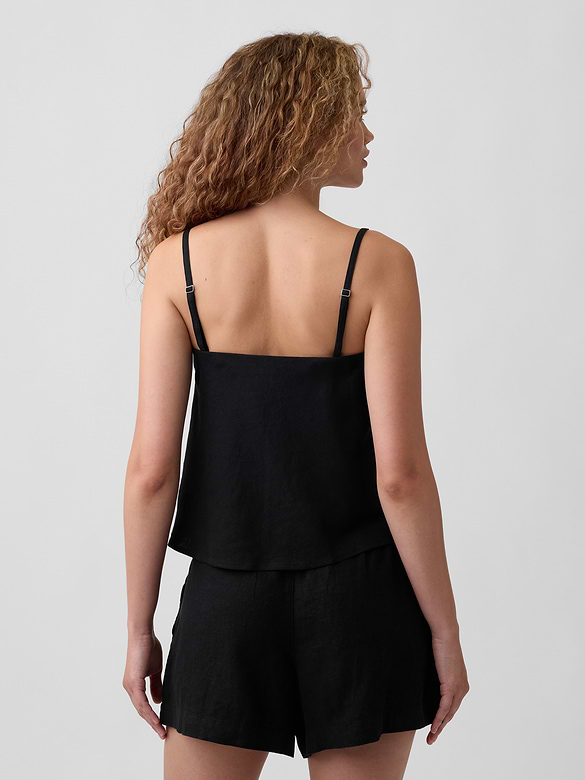 Linen-Blend Bias-Cut Top