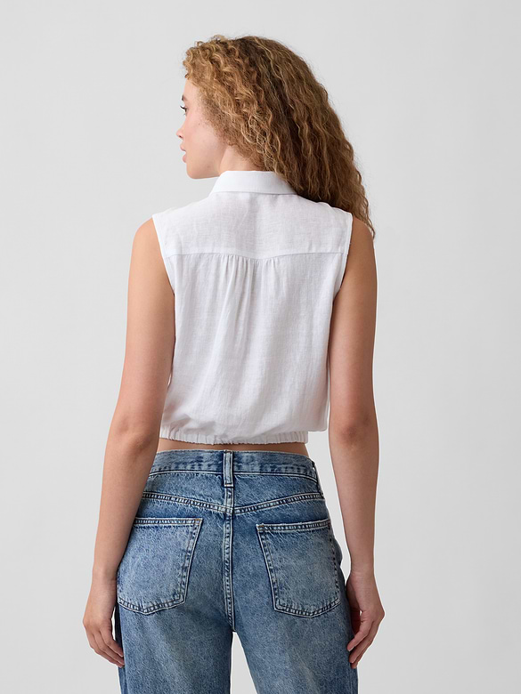 Relaxed Sleeveless Tie-Front Shirt