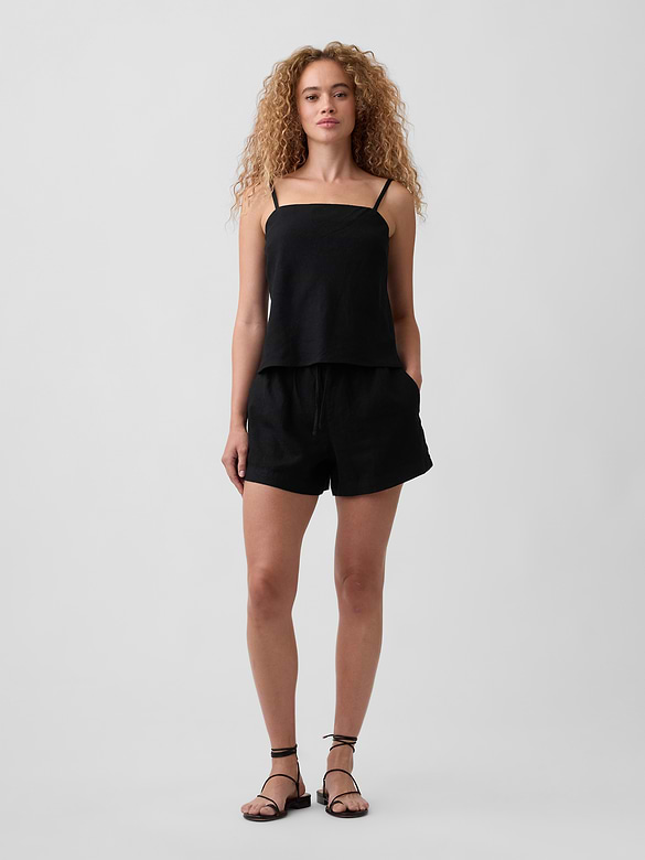 Linen-Blend Bias-Cut Top