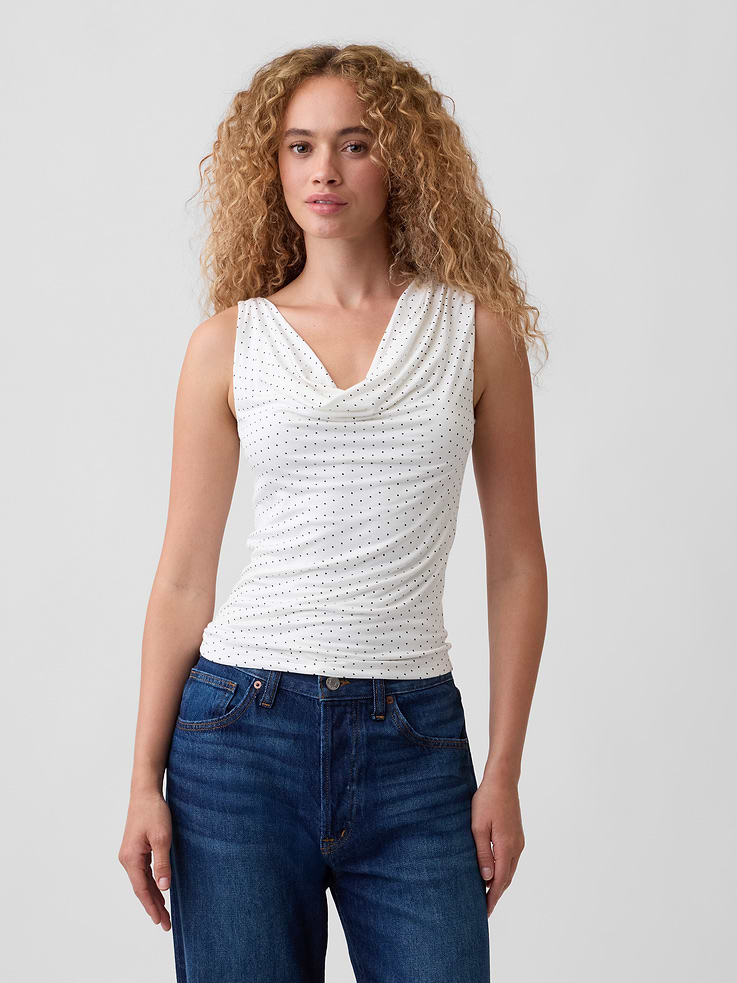 Image 1 of 5, Stretch jersey knit., Sleeveless., Cowl neckline., Select styles have allover print., This product was made in a factory that invests in gender equity and women’s empowerment through RISE. Learn more at, Product #1177172