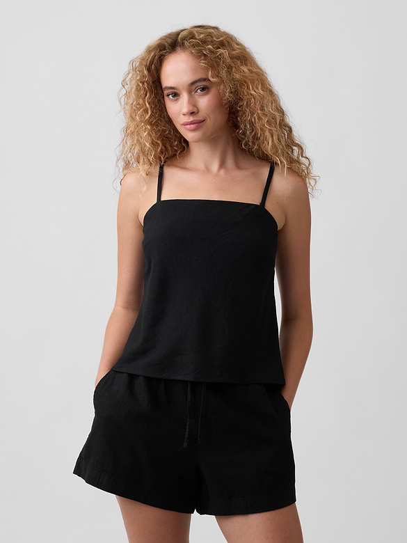 Linen-Blend Bias-Cut Top