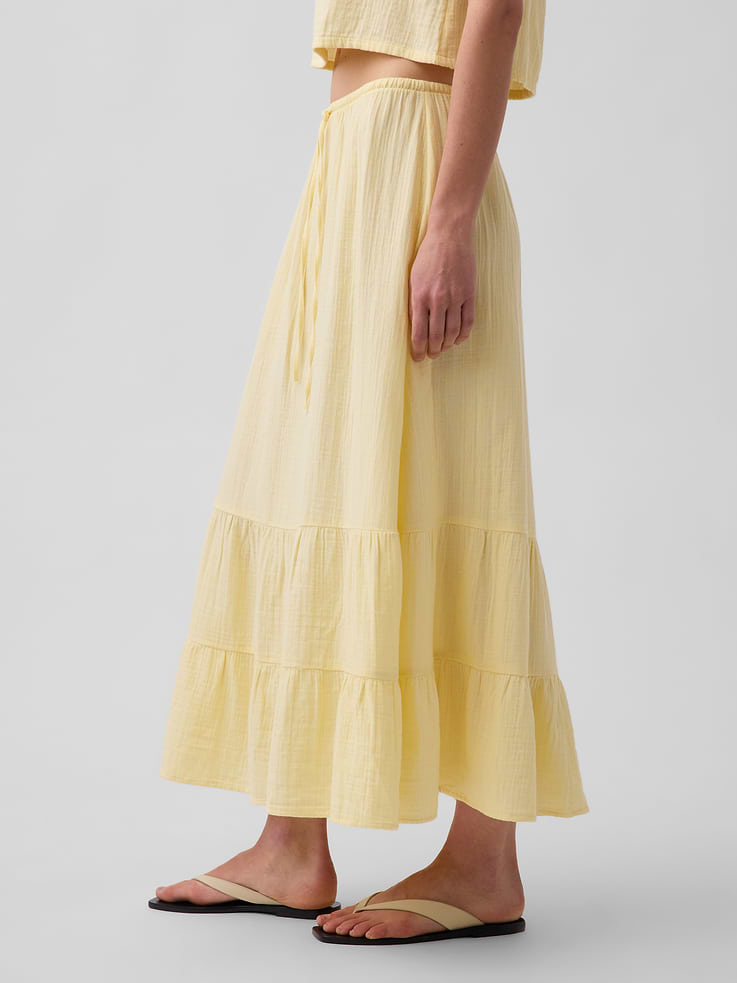 Image number 3 showing, Cotton Gauze Tiered Easy Maxi Skirt