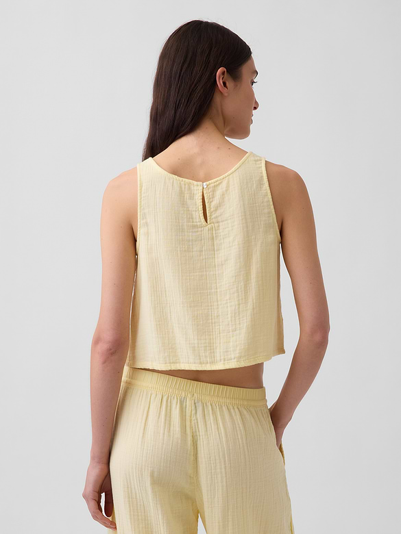 Cotton Gauze Racer Shell Tank Top