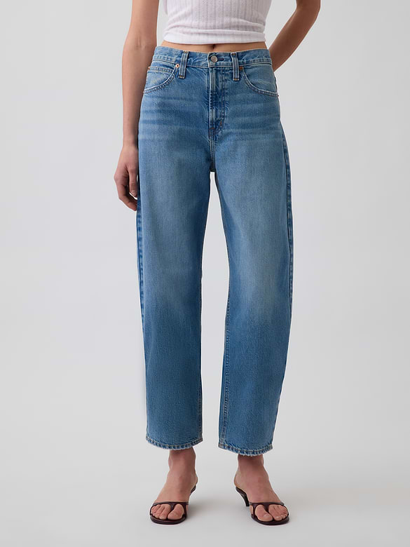 High Rise Crop Barrel Jeans