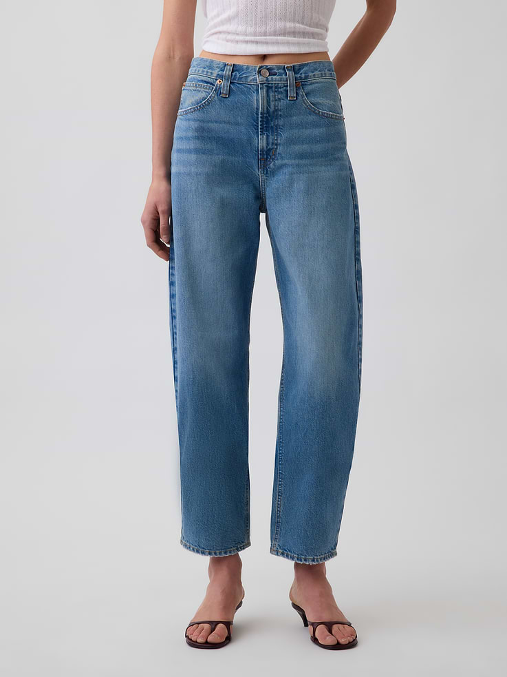 Image number 2 showing, High Rise Crop Barrel Jeans