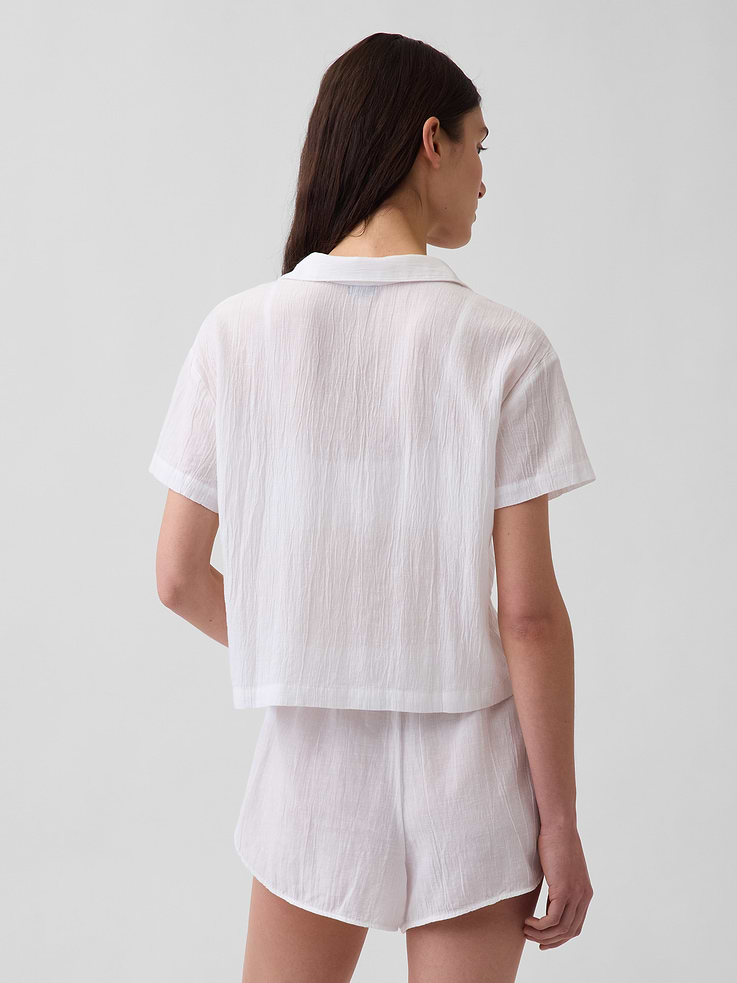 Image number 3 showing, Crinkle Gauze Oversized PJ Shirt