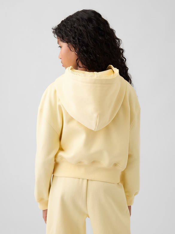Kids VintageSoft Relaxed Lace-Trim Zip Hoodie