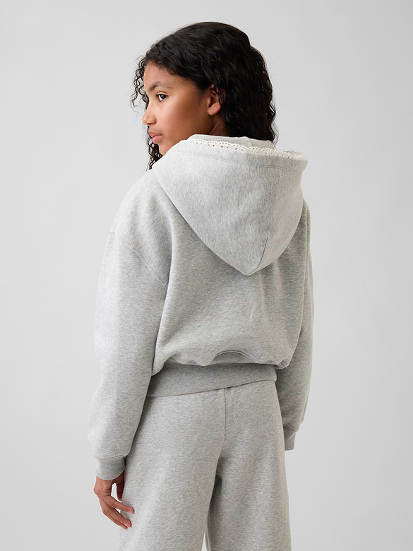 Kids VintageSoft Relaxed Lace-Trim Zip Hoodie