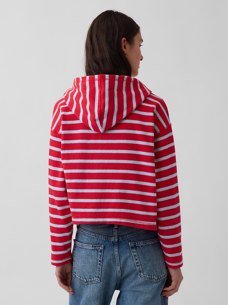 Image number 3 showing, Towel Terry Oversized Stripe Zip Hoodie