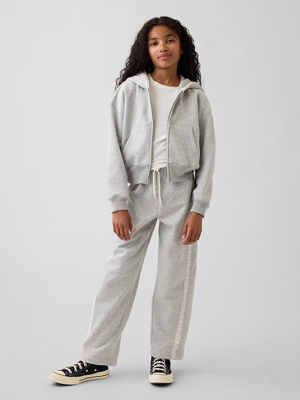 Kids VintageSoft Relaxed Lace-Trim Zip Hoodie