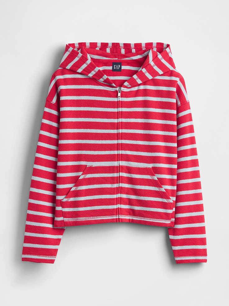Image number 6 showing, Towel Terry Oversized Stripe Zip Hoodie