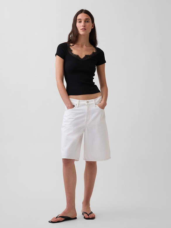 Modern Lace-Trim Crop Top