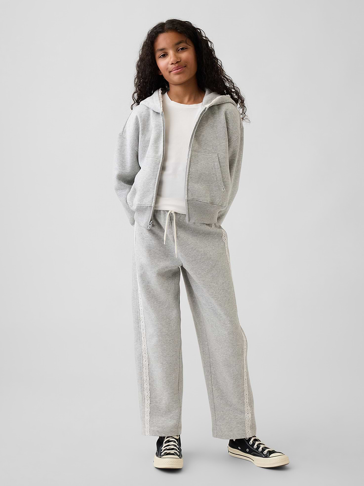 Image number 1 showing, Kids VintageSoft Relaxed Lace-Trim Barrel Joggers