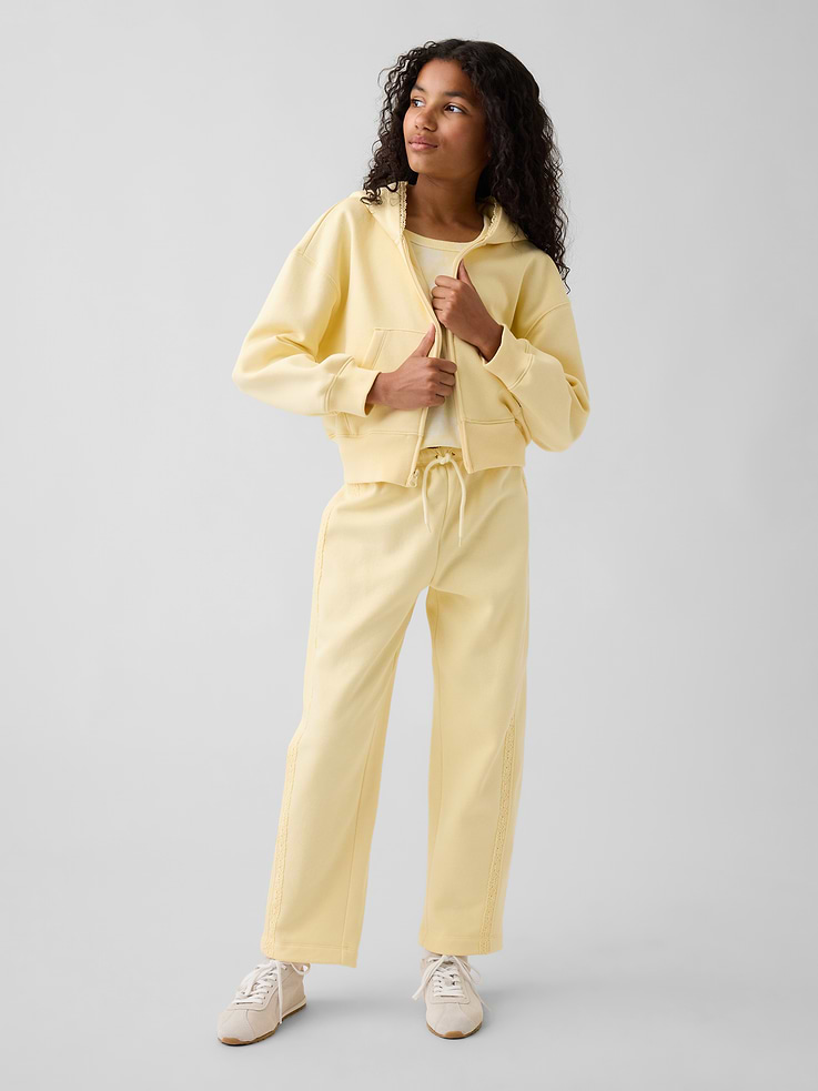 Image number 1 showing, Kids VintageSoft Relaxed Lace-Trim Barrel Joggers