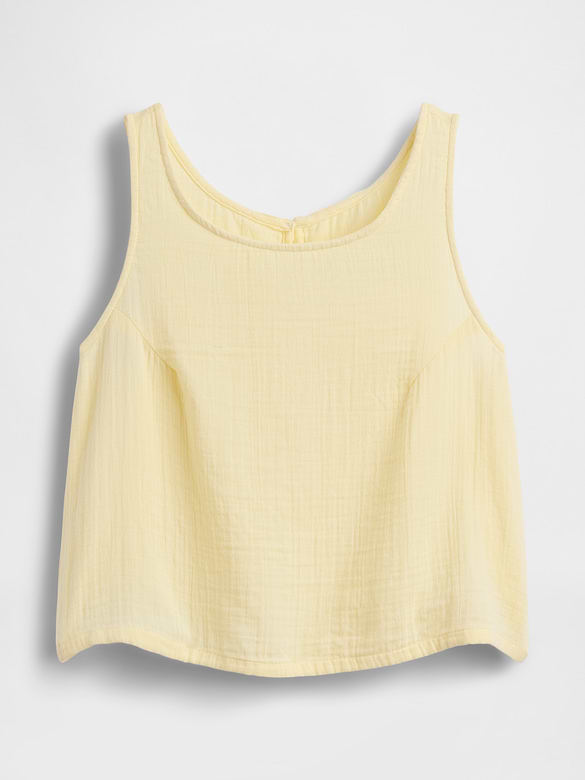 Cotton Gauze Racer Shell Tank Top