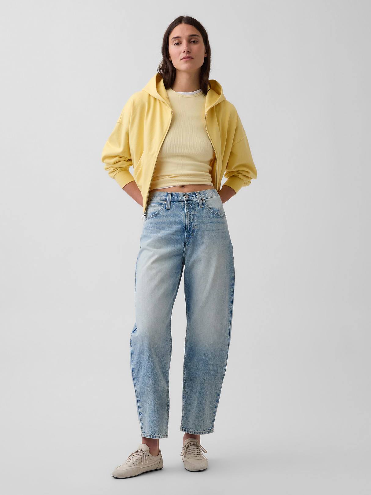 High Rise Crop Barrel Jeans - Light wash by Gap