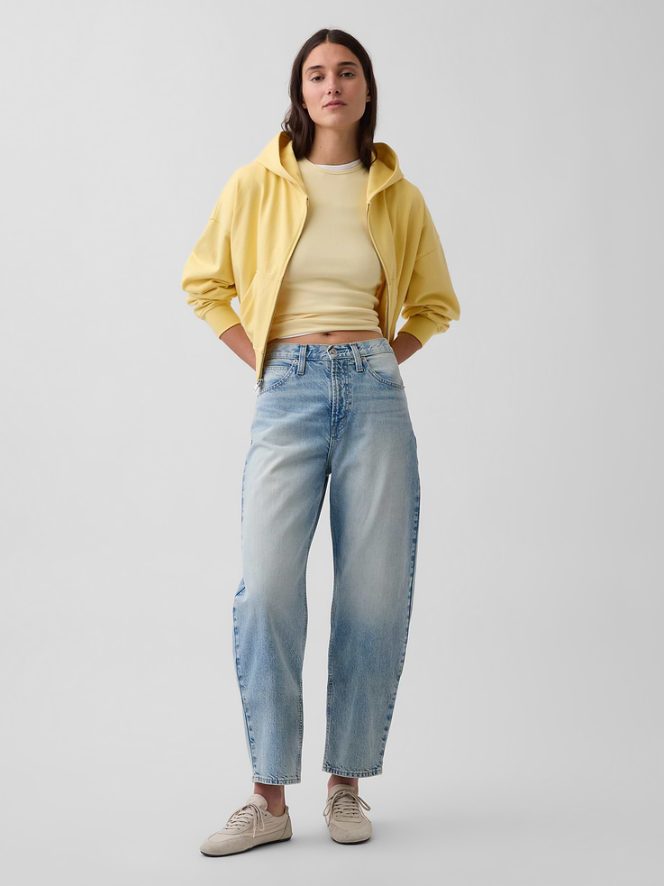 Image number 1 showing, High Rise Crop Barrel Jeans