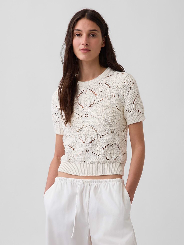 L'image numéro 1 présente Chandail en tricot crocheté 100 % coton