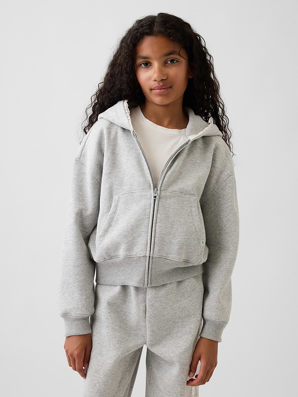 Kids VintageSoft Relaxed Lace-Trim Zip Hoodie