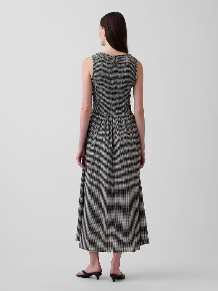 Image number 2 showing, Gingham Smocked Drop-Waist Maxi Dress