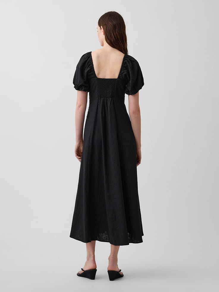 Image number 2 showing, Linen-Blend Empire Waist Maxi Dress