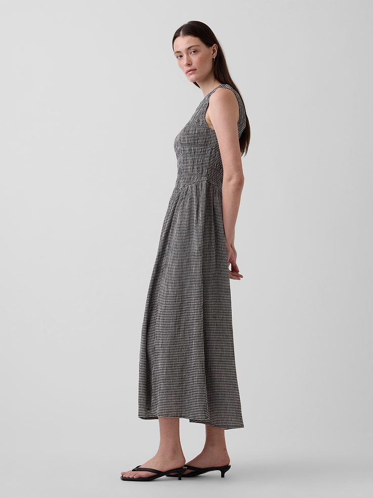 Image number 3 showing, Gingham Smocked Drop-Waist Maxi Dress