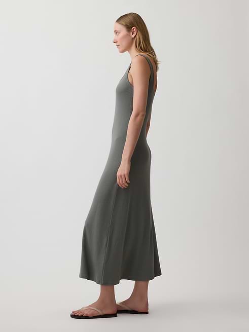 gap grey dress Modern Rib Square-Neck Maxi three pieces