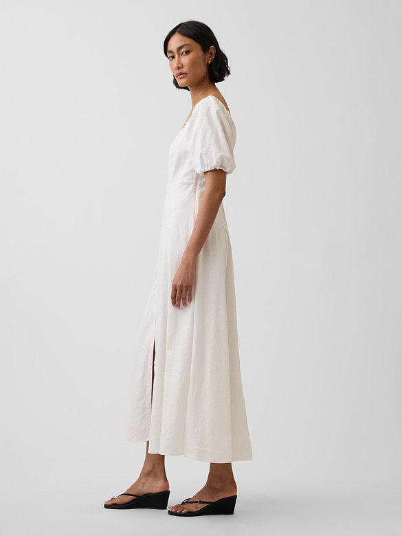Linen-Blend Empire Waist Maxi Dress