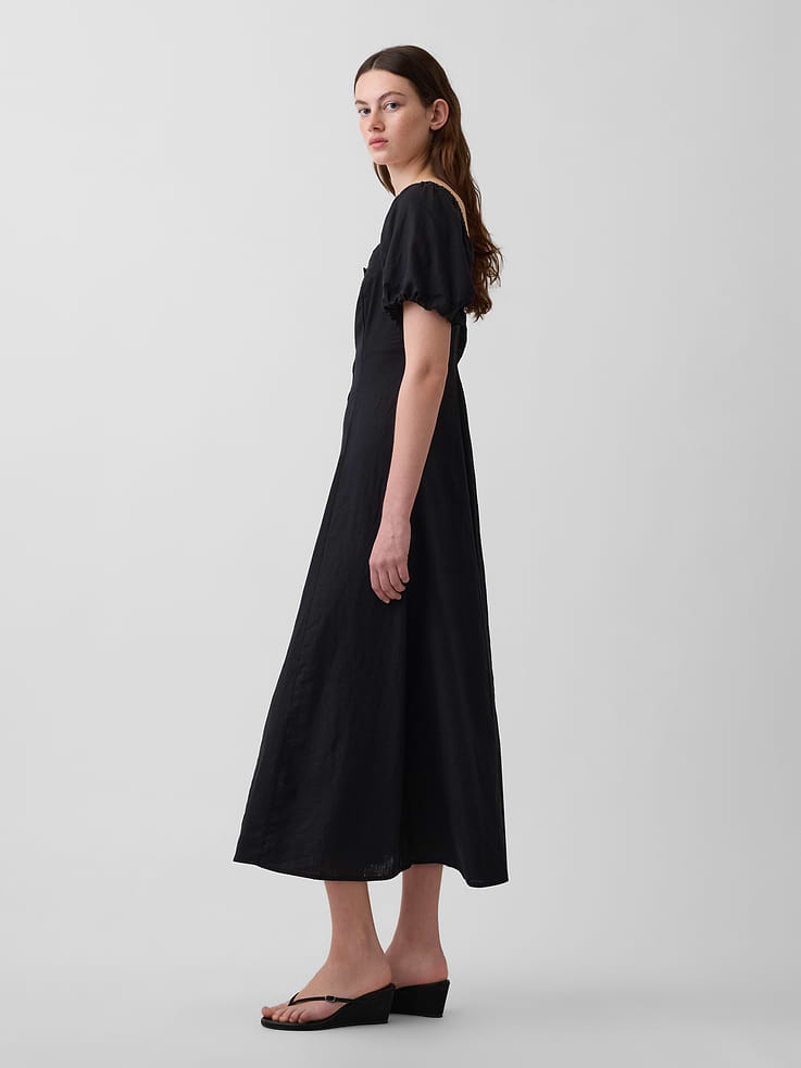 Image number 3 showing, Linen-Blend Empire Waist Maxi Dress