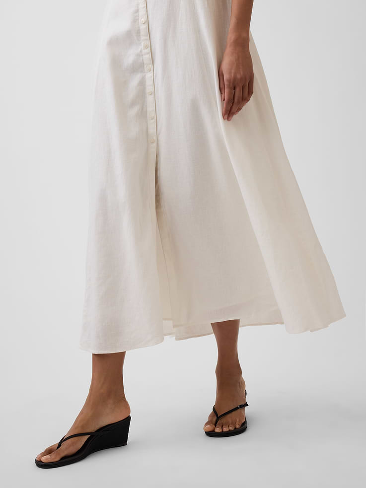 Image number 4 showing, Linen-Blend Empire Waist Maxi Dress