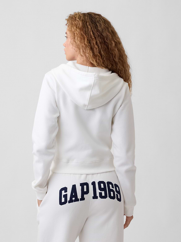Cropped Fleece Zip Hoodie