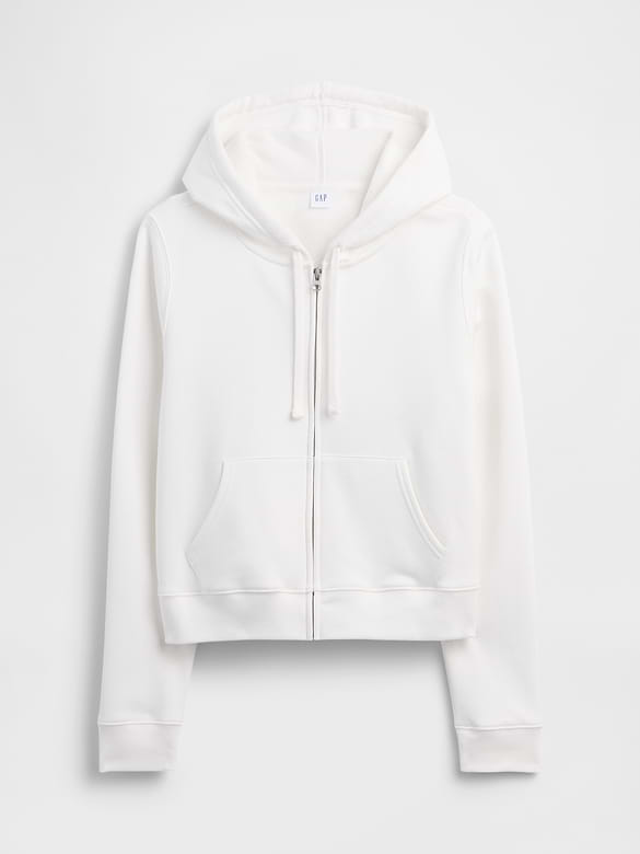 Cropped Fleece Zip Hoodie