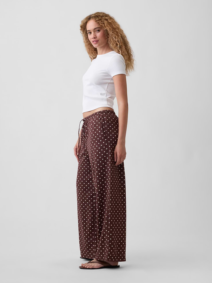Image number 3 showing, Mid Rise Pull-On Wide-Leg Linen-Blend Pants