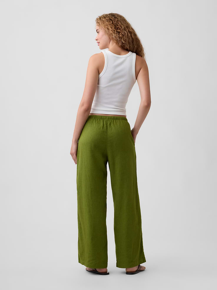 Image number 4 showing, Relaxed Linen-Blend Wide-Leg Pants