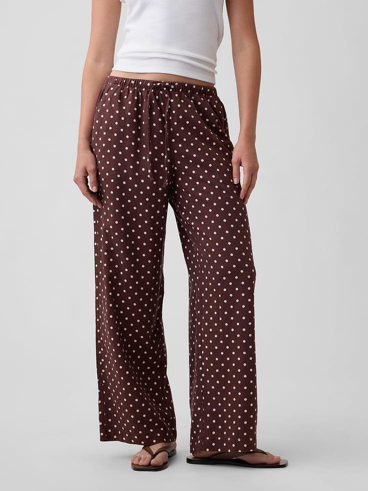 Image number 2 showing, Mid Rise Pull-On Wide-Leg Linen-Blend Pants