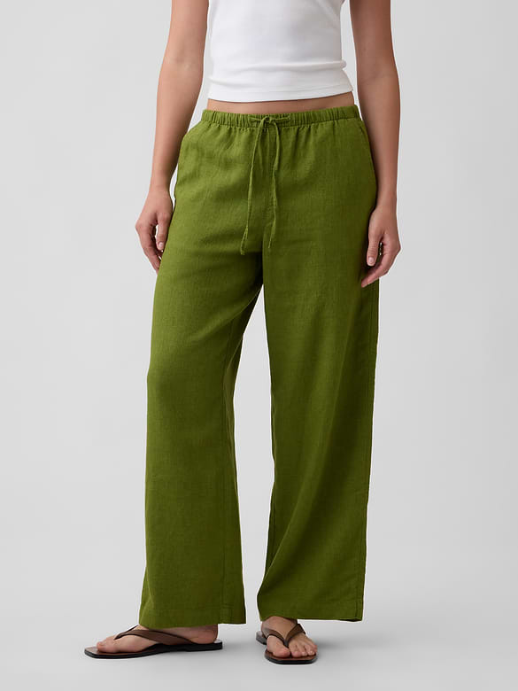 Relaxed Linen-Blend Wide-Leg Pants