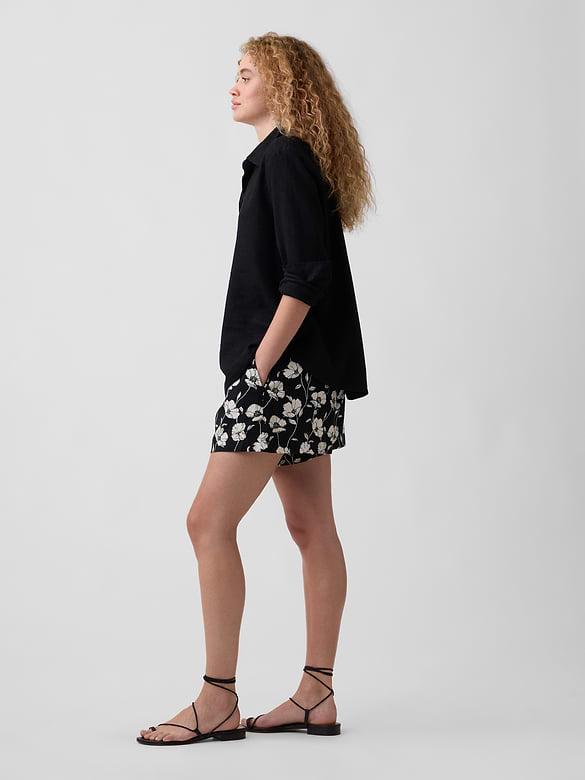4" Pull-On Linen-Blend Shorts