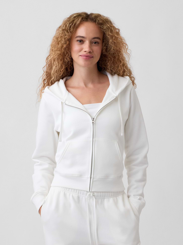 Image number 1 showing, Cropped Fleece Zip Hoodie