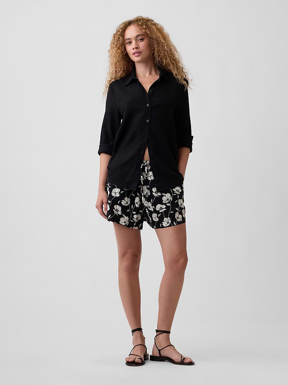 4" Pull-On Linen-Blend Shorts