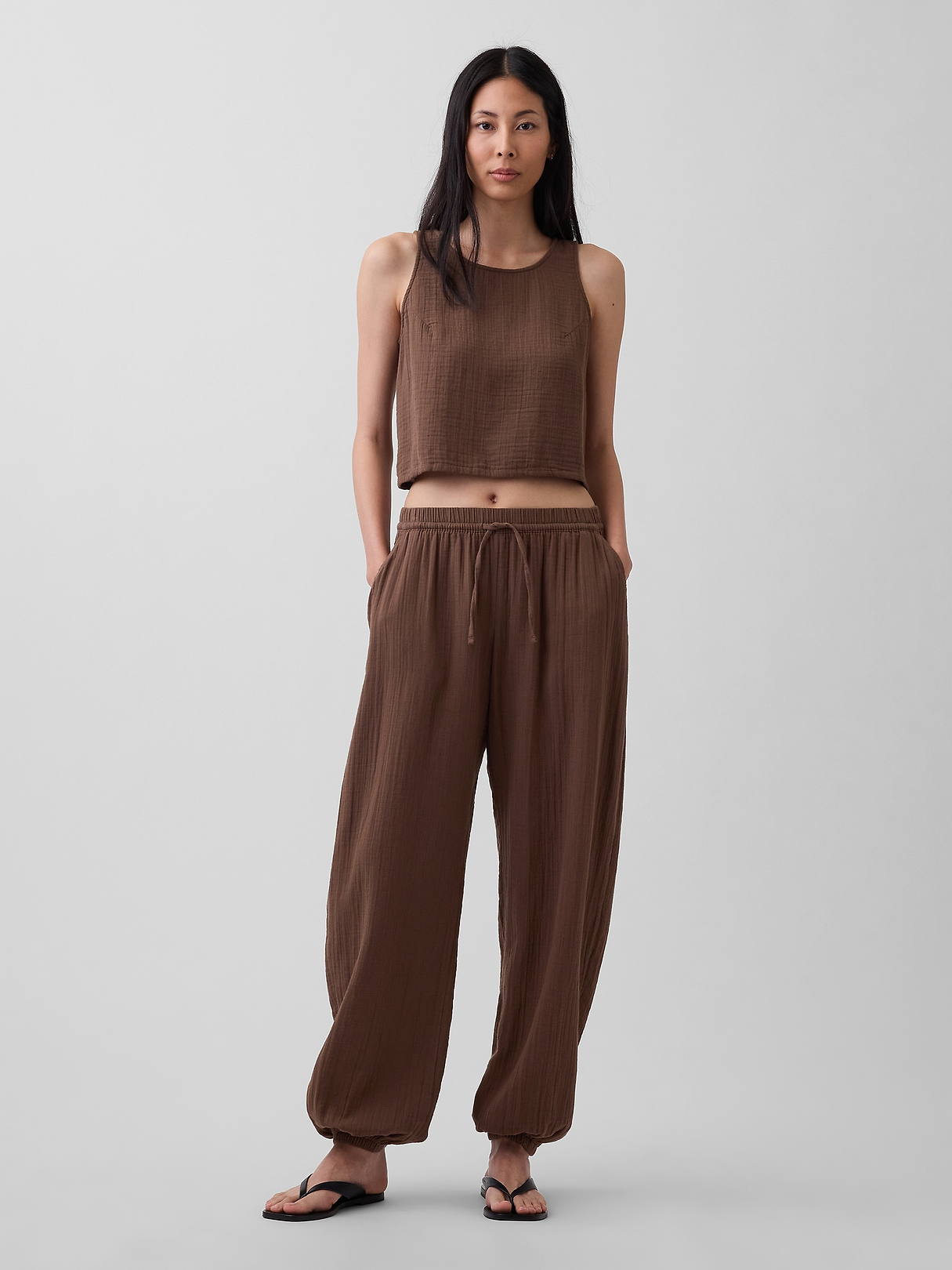 Cotton Gauze Racer Shell Tank Top | Gap