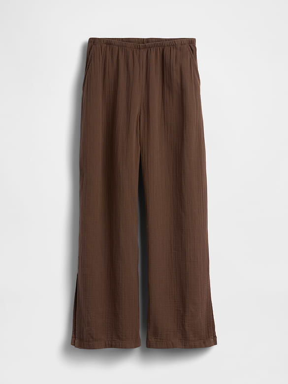Cotton Gauze Easy Split-Hem Pants