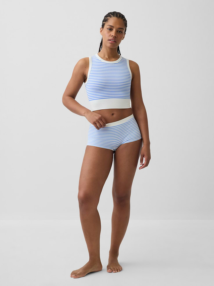 L'image numéro 4 présente Camisole courte côtelée sans coutures